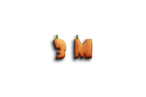 3 million subscribers celebration greeting Number with pumpkin design png