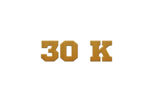 30 k subscribers celebration greeting Number with embroidery design png