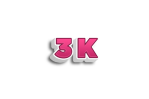 3 k abonnees viering groet aantal met roze 3d ontwerp png