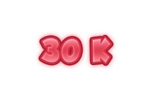 30 k subscribers celebration greeting Number with red embossed design png