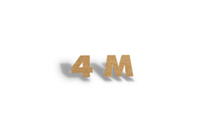 4 million subscribers celebration greeting Number with hard card cutted design png