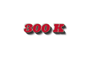 300 k subscribers celebration greeting Number with retro 3 design png