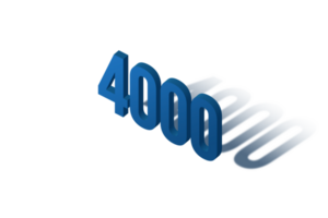 4000 subscribers celebration greeting Number with isomatric design png