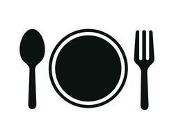 cuchara y tenedor, comer, restaurante, comida icono aislado en blanco antecedentes vector