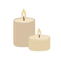 Hand drawn scented wax candle isolated on white background. Aromatherapy and spa vector illustration. Christmas decoration