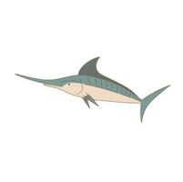 Swordfish cartoon vector illustration isolated on white background