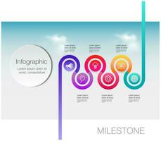 Infographic 6 step road map for business chart to present data, progress, direction, clean design vector