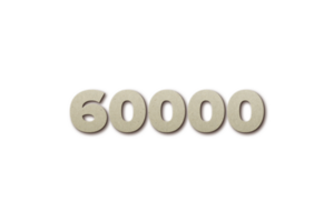 60000 subscribers celebration greeting Number with card board 2 design png