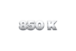 850 K subscribers celebration greeting Number with metal design png