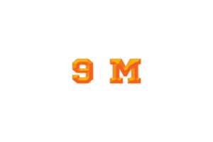 9 million subscribers celebration greeting Number with embossed design png