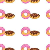 Seamless pattern with donuts and pink sprinkles on a white background vector