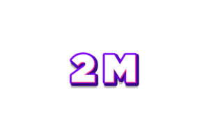 2 million subscribers celebration greeting Number with purple and pink  design png