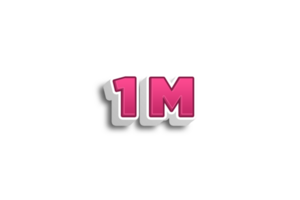 1 million subscribers celebration greeting Number with pink 3d design png