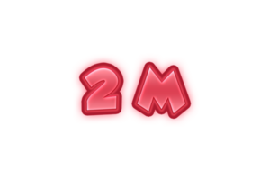 2 million subscribers celebration greeting Number with red embossed design png