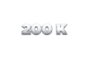 200 k subscribers celebration greeting Number with metal design png