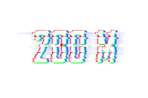 200 million subscribers celebration greeting Number with glitch design png