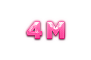 4 million subscribers celebration greeting Number with pink design png