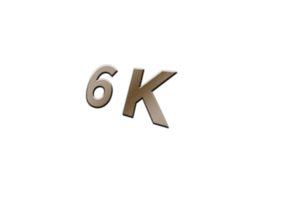 6 K subscribers celebration greeting Number with metal design png