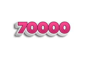 70000 subscribers celebration greeting Number with pink 3d design png