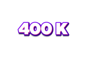 400 k suscriptores celebracion saludo número con púrpura y rosado diseño png