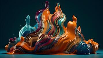 abstract colourful liquid paint marble background 3d , photo