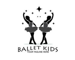 niños ballet silueta diseño logo vector
