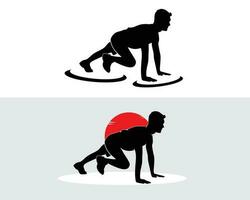 Set mountain climber silhouette vector design logo