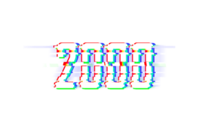 2000 subscribers celebration greeting Number with glitch design png