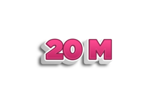20 million subscribers celebration greeting Number with pink 3d design png