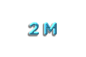 2 million subscribers celebration greeting Number with plastic design png