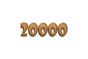 20000 subscribers celebration greeting Number with clay design png