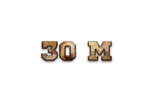 30 million subscribers celebration greeting Number with rustic design png