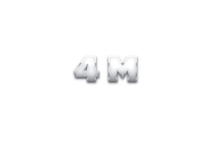 4 million subscribers celebration greeting Number with metal design png