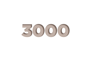 3000 subscribers celebration greeting Number with engrave design png