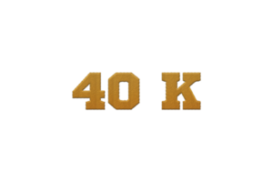 40 k subscribers celebration greeting Number with embroidery design png