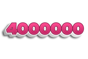 4000000 subscribers celebration greeting Number with pink 3d design png