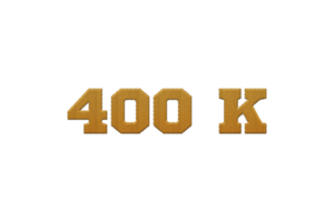 400 k subscribers celebration greeting Number with embroidery design png
