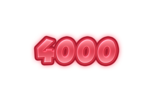 4000 iscritti celebrazione saluto numero con rosso sbalzato design png