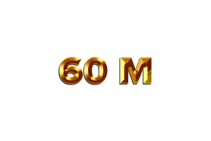 60 60 millón suscriptores celebracion saludo número con dorado diseño png