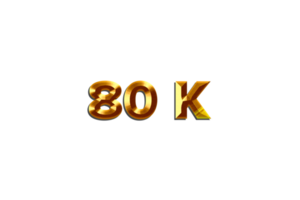 80 k subscribers celebration greeting Number with golden design png