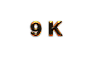 9 k subscribers celebration greeting Number with hot iron design png