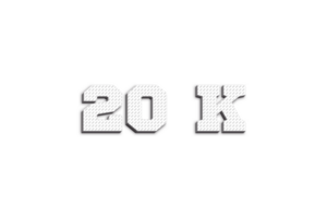 20 k subscribers celebration greeting Number with 3d paper design png