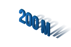 200 million subscribers celebration greeting Number with isomatric design png