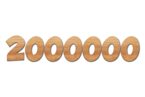2000000 subscribers celebration greeting Number with oak wood design png