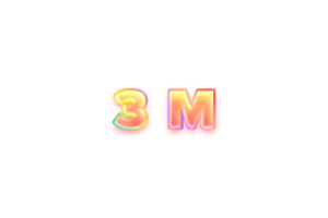 3 million subscribers celebration greeting Number with candy color design png