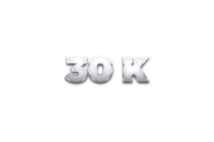 30 k subscribers celebration greeting Number with metal design png