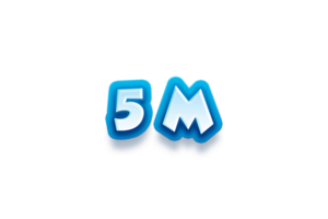 5 5 millón suscriptores celebracion saludo número con modren azul diseño png