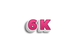 6 k abonnees viering groet aantal met roze 3d ontwerp png