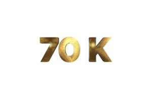 70 k subscribers celebration greeting Number with gold design png