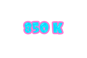 850 k subscribers celebration greeting Number with jelly design png